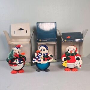 Traditions Collectible Christmas Ornaments 2‎ Penguin 1 cat Figure Set with Box